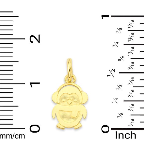 Solid 14k Gold Penguin Charm - Christmas Jewelry Gifts for Her - Picture 3 of 5